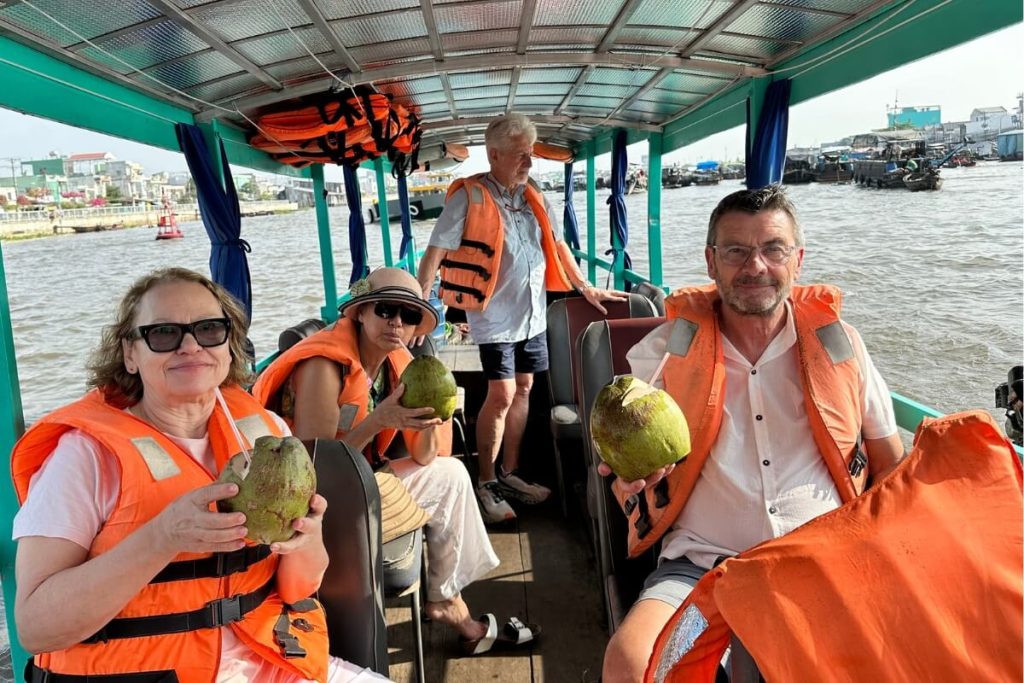 Fresh coconut juice will be served in Mekong Delta Bike & Boat Tour