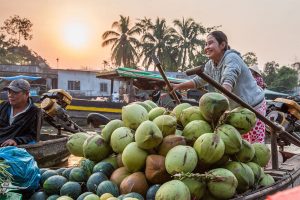 Fruits sold in Cai Be Floating Market Mekong Delta