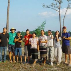 Parents and children exploring the rainforest in Cat Tien