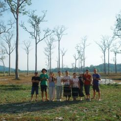 Small group enjoying a guided jungle trek in Cat Tien