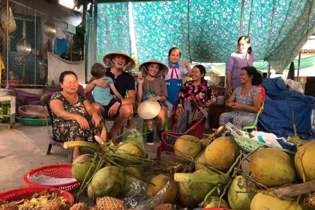 a workshop of baskets made of coconut in mekong delta