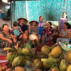 a workshop of baskets made of coconut in mekong delta