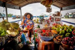 boat vendors in the floating market ho chi minh city trips